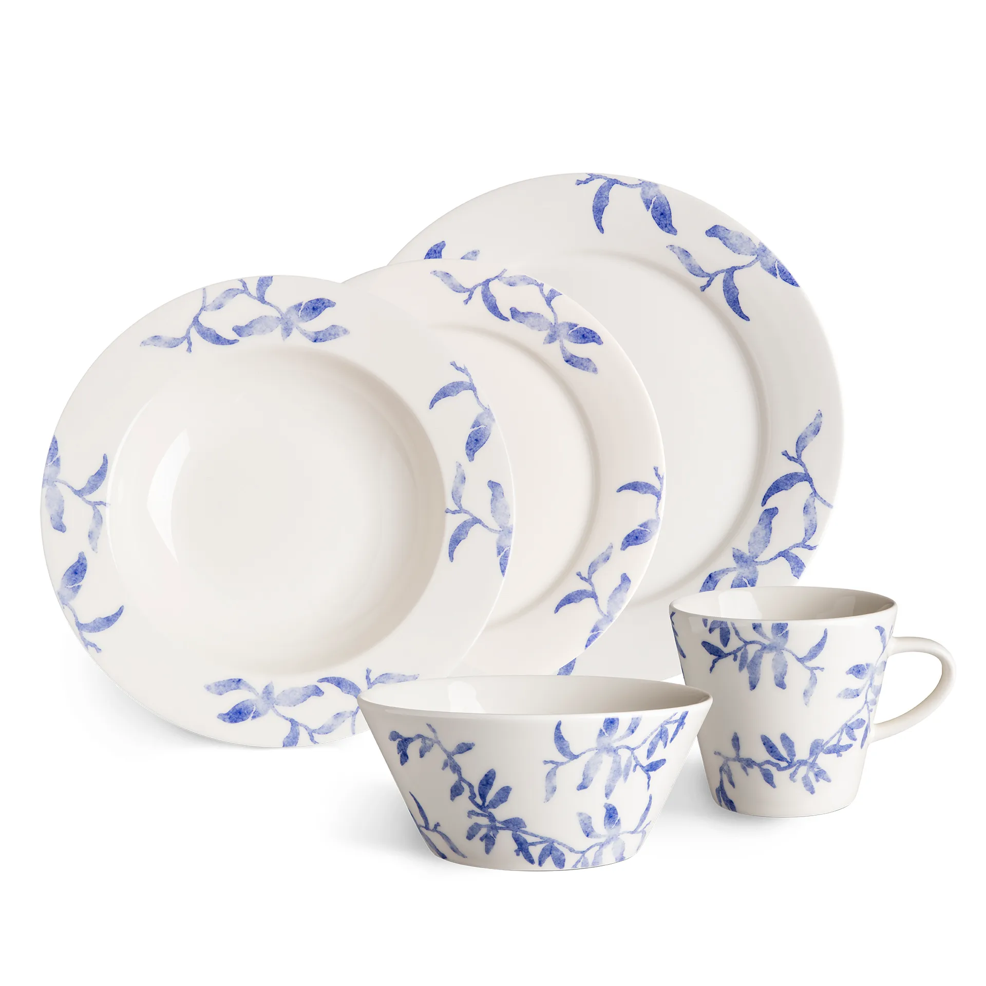 海蓝草 Havspil  北欧设计瓷器套装 28cm 平盘四件套装, 蓝白色 Scandi Living
