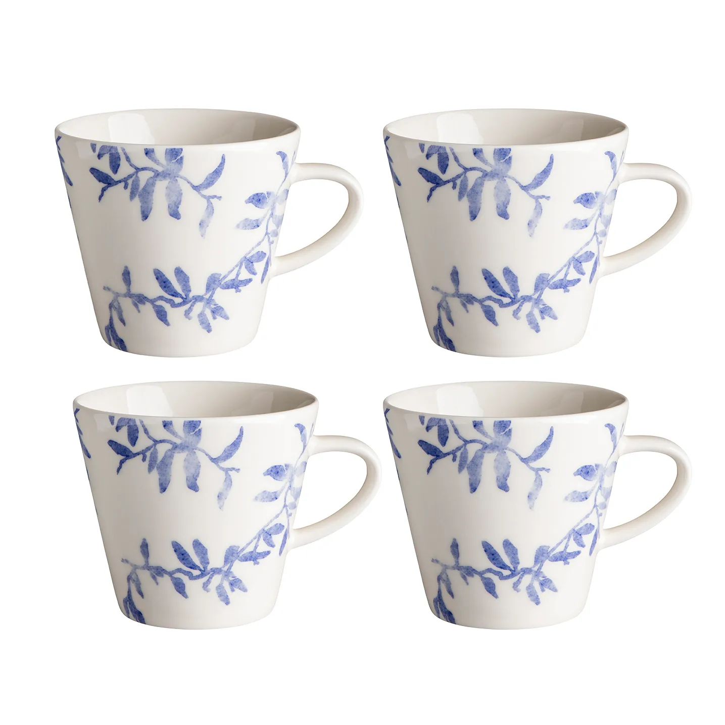 海蓝草 Havspil  北欧设计瓷器套装 300ml 马克杯四件套装, 蓝白色 Scandi Living