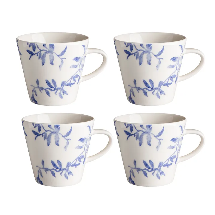 海蓝草 Havspil  北欧设计瓷器套装 300ml 马克杯四件套装 - 蓝白色 - Scandi Living
