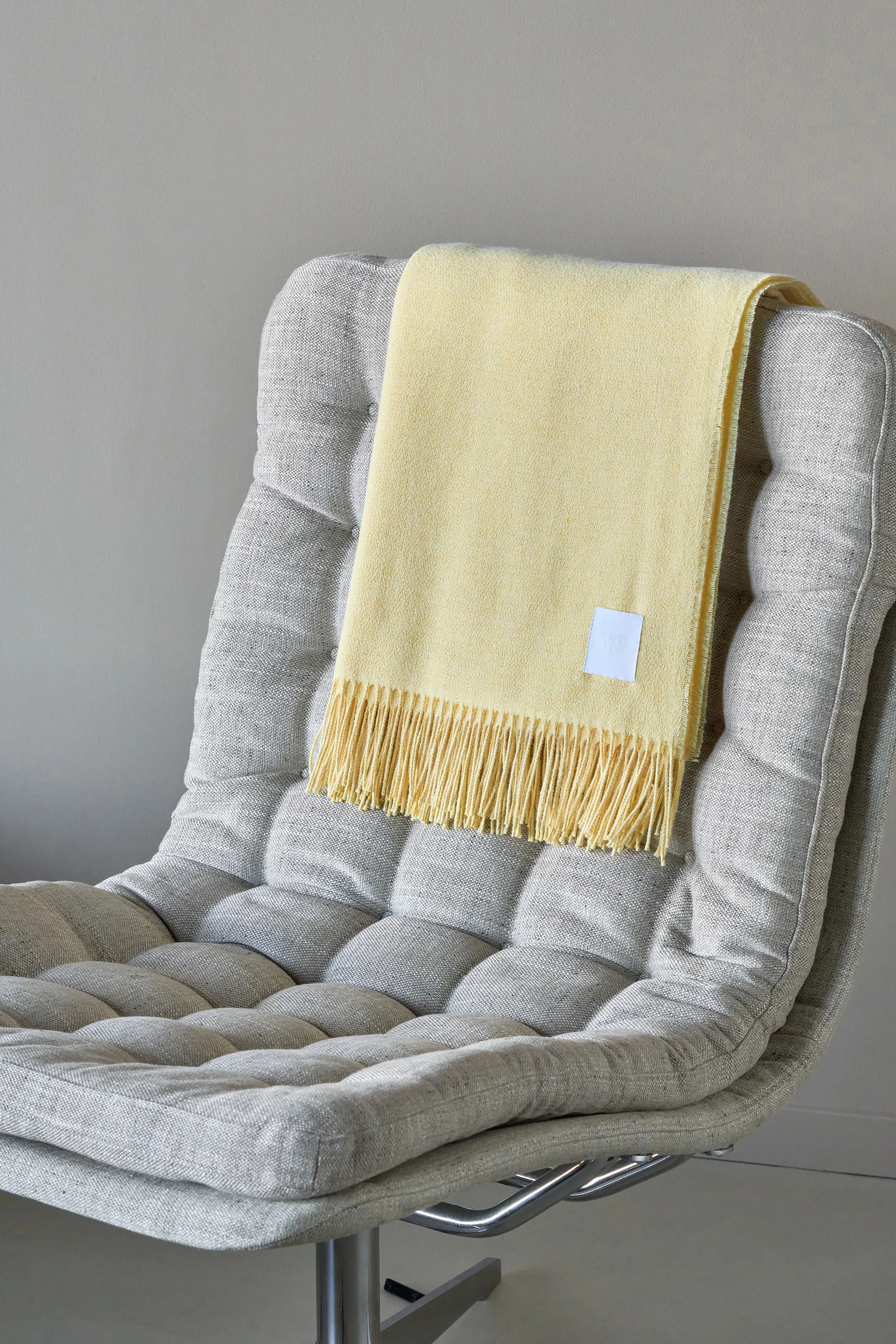 Loom 北欧针织再生棉盖毯125x170cm, 奶油黄 Scandi Living