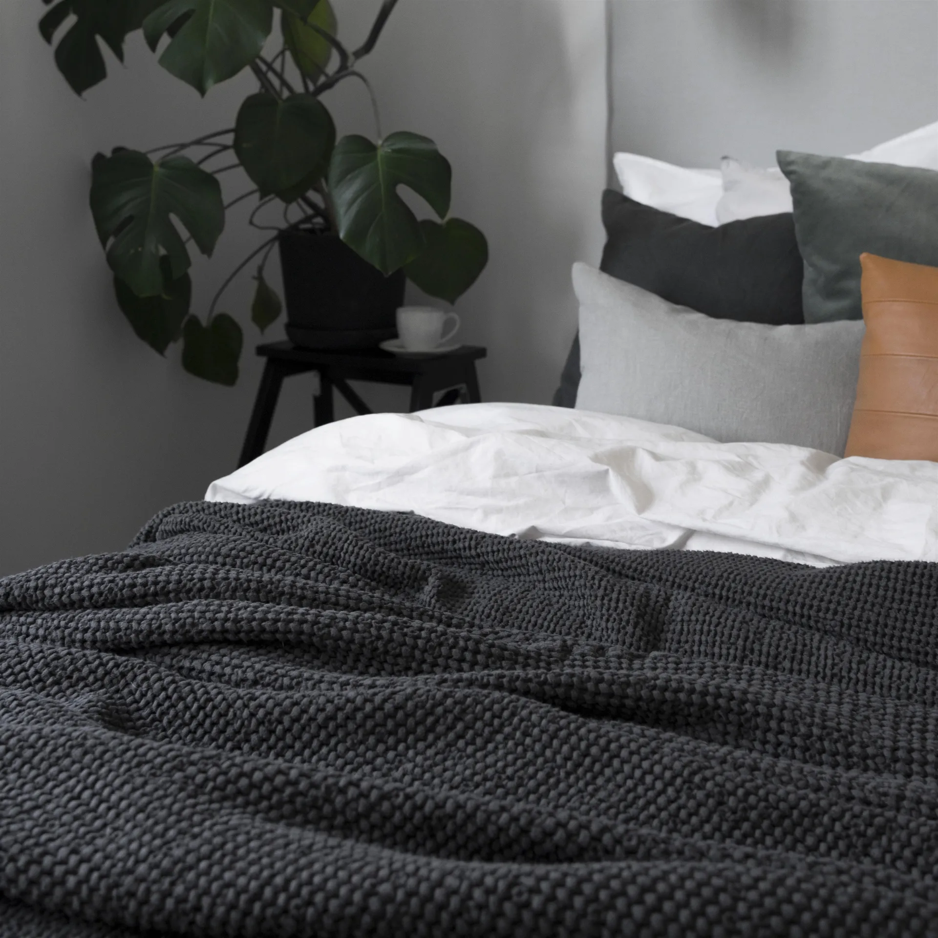 Moss  床罩 260x260 cm, 炭灰色 Scandi Living