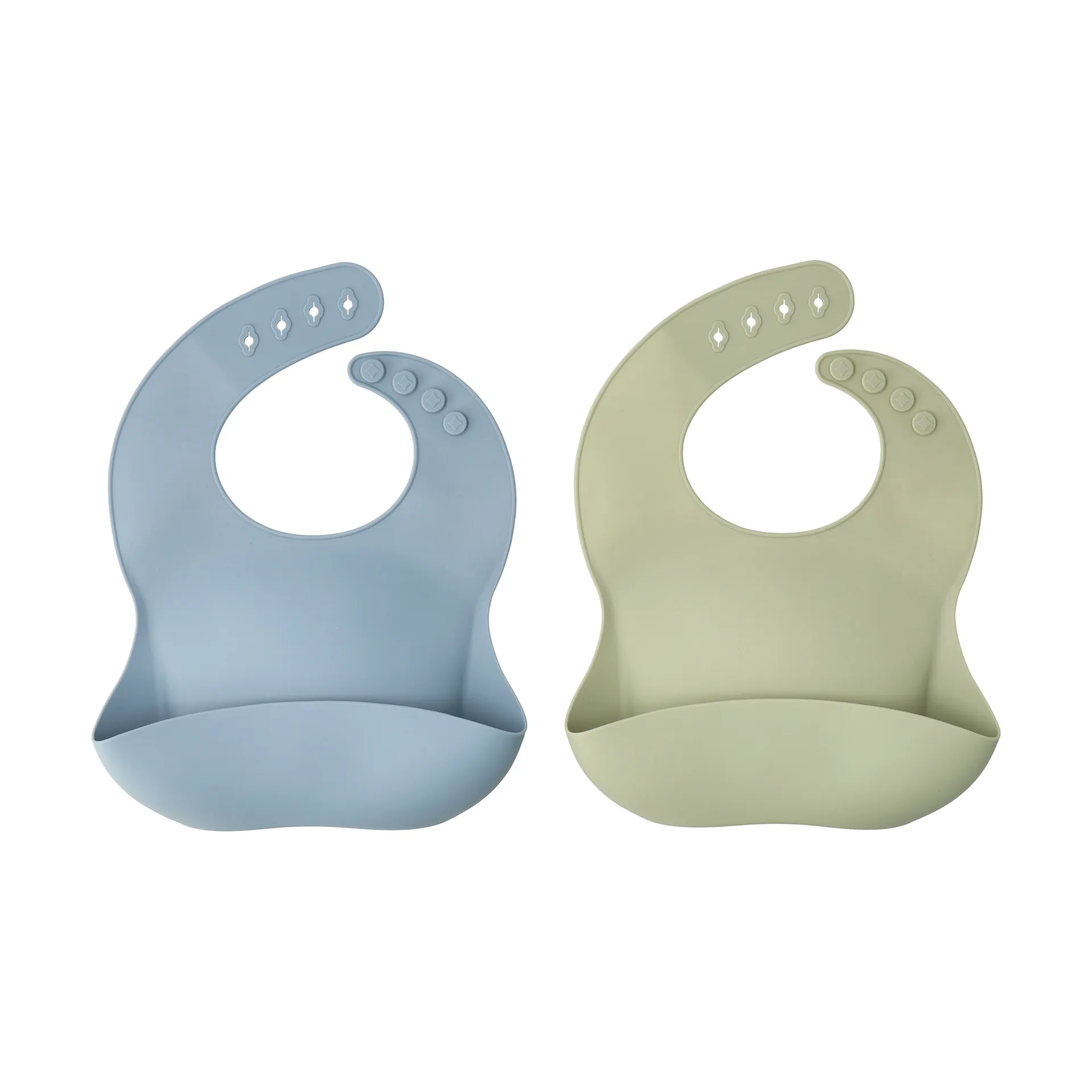 Silly bib silicone 两件套装, 绿色-蓝色 Scandi Living