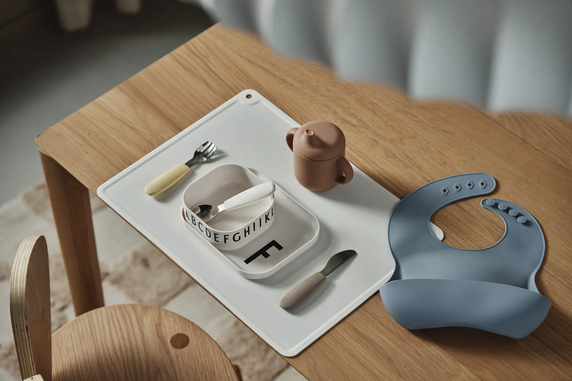 Silly bib silicone 两件套装, 绿色-蓝色 Scandi Living