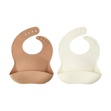 Silly bib silicone 两件套装 - 香草榛果色 - Scandi Living
