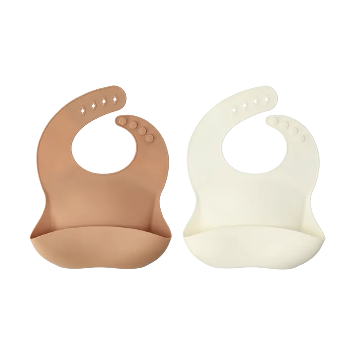 Silly bib silicone 两件套装 - 香草榛果色 - Scandi Living