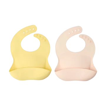 Silly bib silicone 两件套装 - 浅粉柠檬色 - Scandi Living