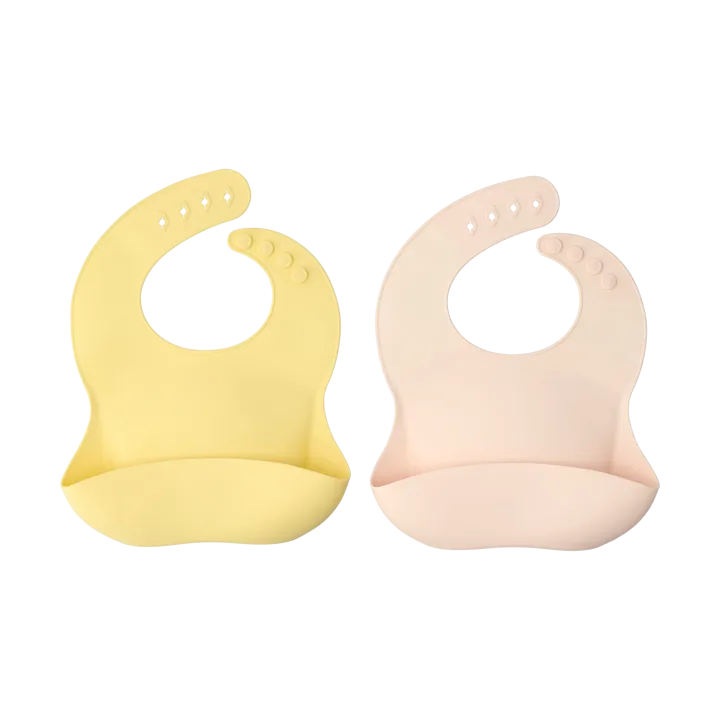 Silly bib silicone 两件套装 - 浅粉柠檬色 - Scandi Living