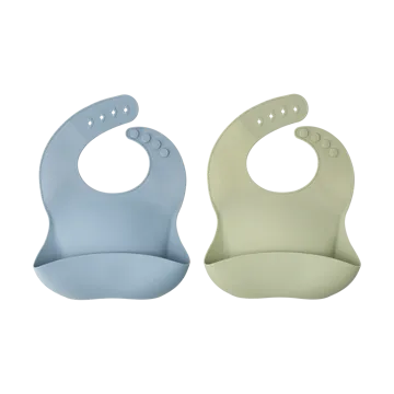 Silly bib silicone 两件套装 - 青蓝色 - Scandi Living