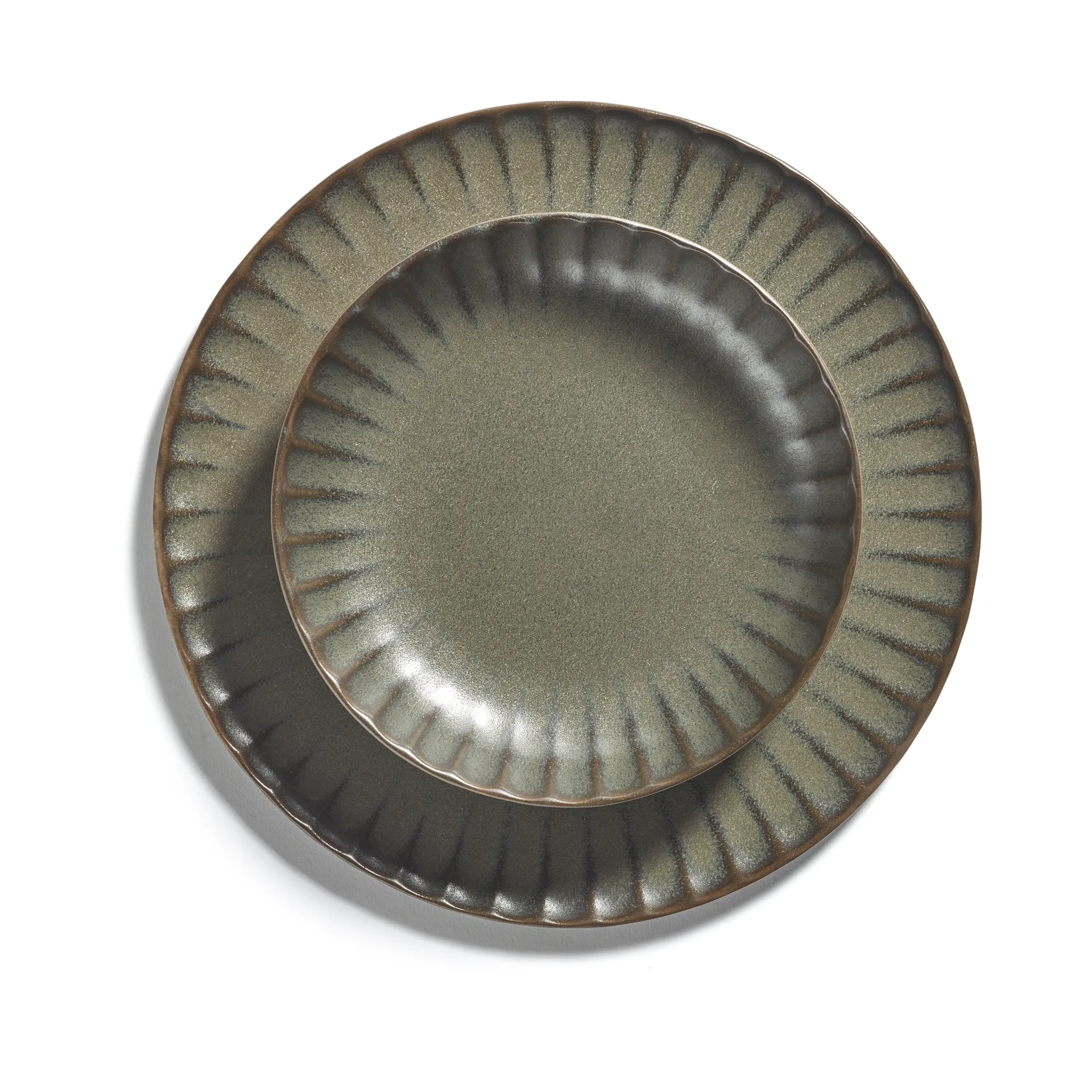 Inku high 盘子 L Ø23 cm 两件套装, 调和绿 Serax