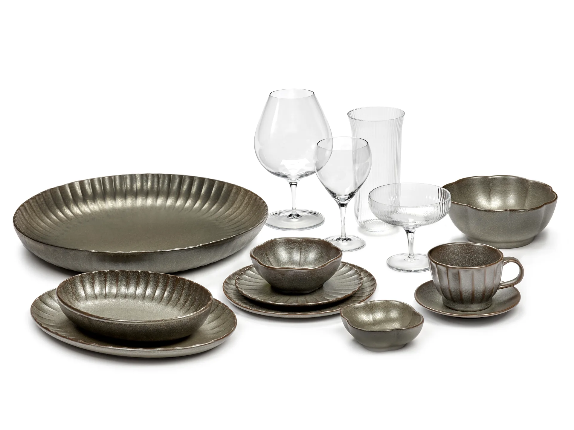 Inku ridged 碗  XL 15 cm, 绿色 Serax