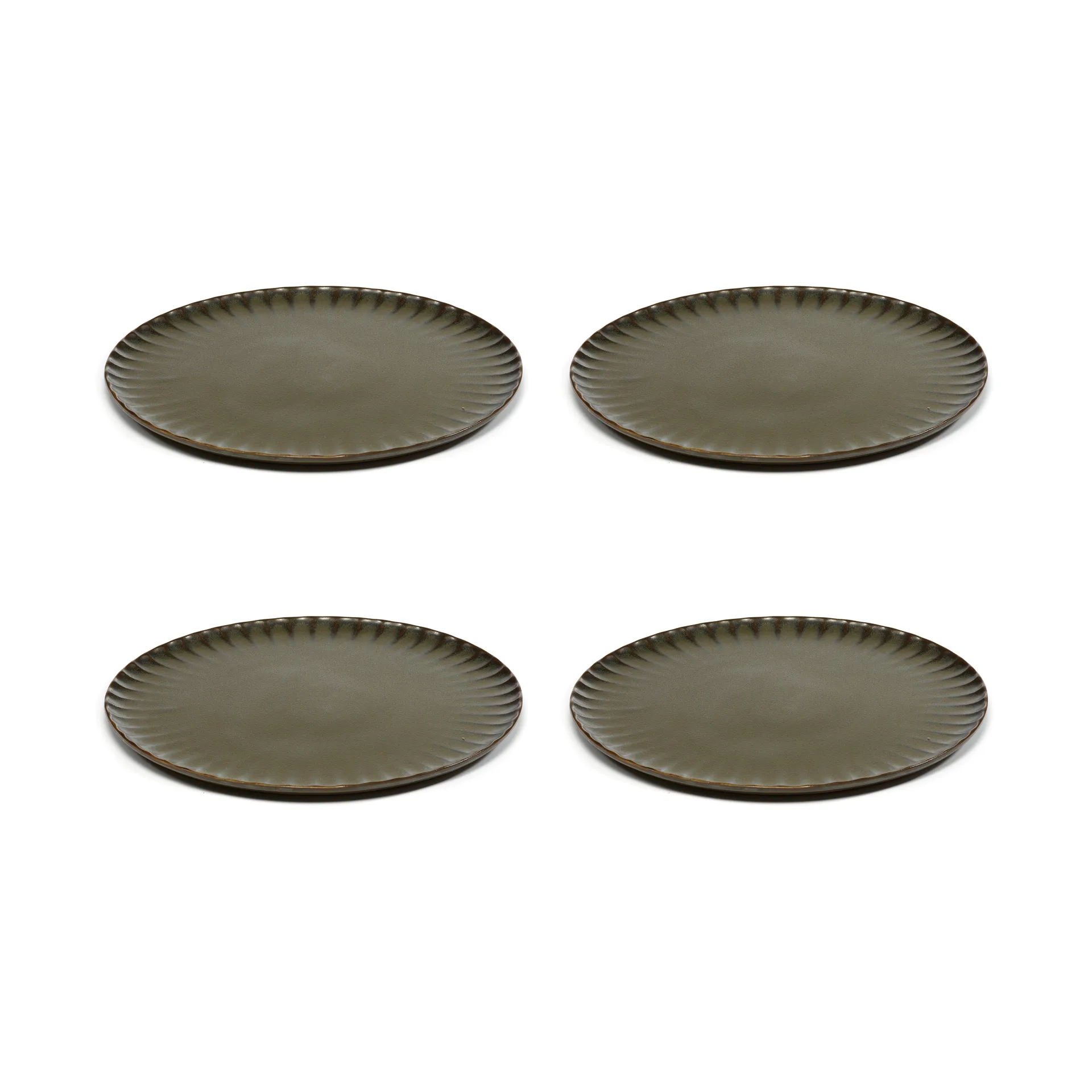 Inku 盘子 XL Ø27 cm 四件套装, 调和绿 Serax