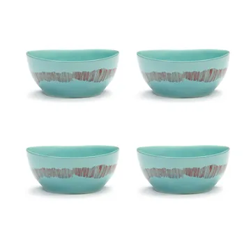 Ottolenghi Feast 小号碗 Ø15cm 4件装 - 天蓝色条纹_红色 - Serax