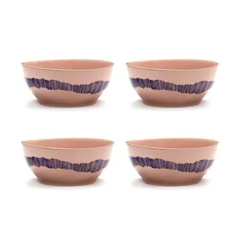 Ottolenghi Feast 小号碗 Ø15cm 4件装 - 粉色条纹_蓝色 - Serax