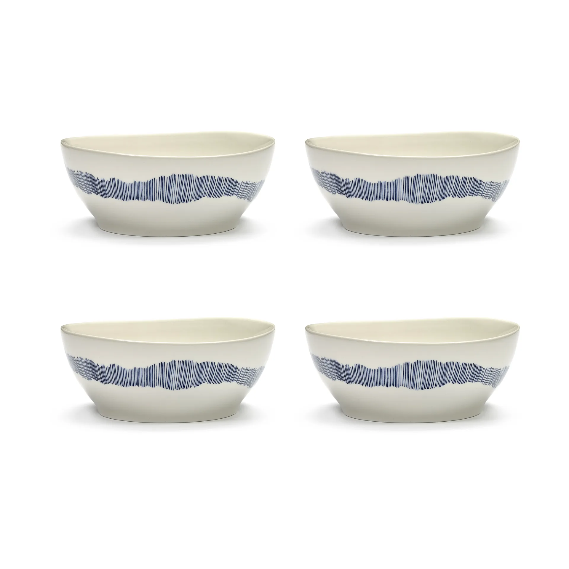 Ottolenghi Feast 大号碗 Ø17cm 4件装, 白色_蓝色条纹 Serax