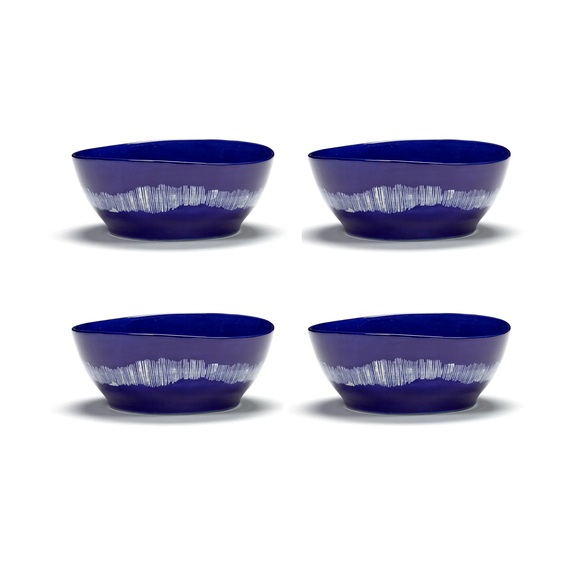 Ottolenghi Feast 大号碗 Ø17cm 4件装, 深蓝色条纹_白色 Serax
