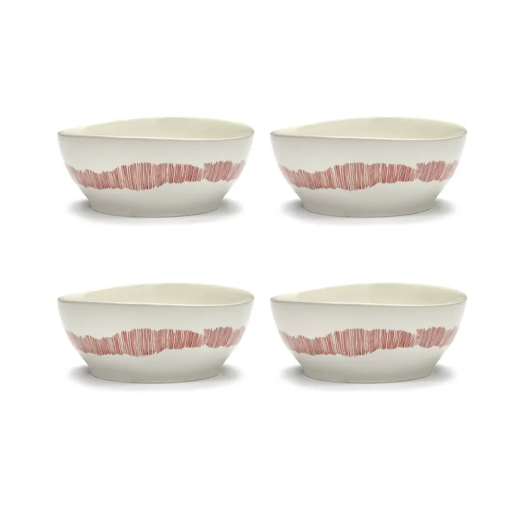 Ottolenghi Feast 大号碗 Ø17cm 4件装 - 白色条纹_红色 - Serax