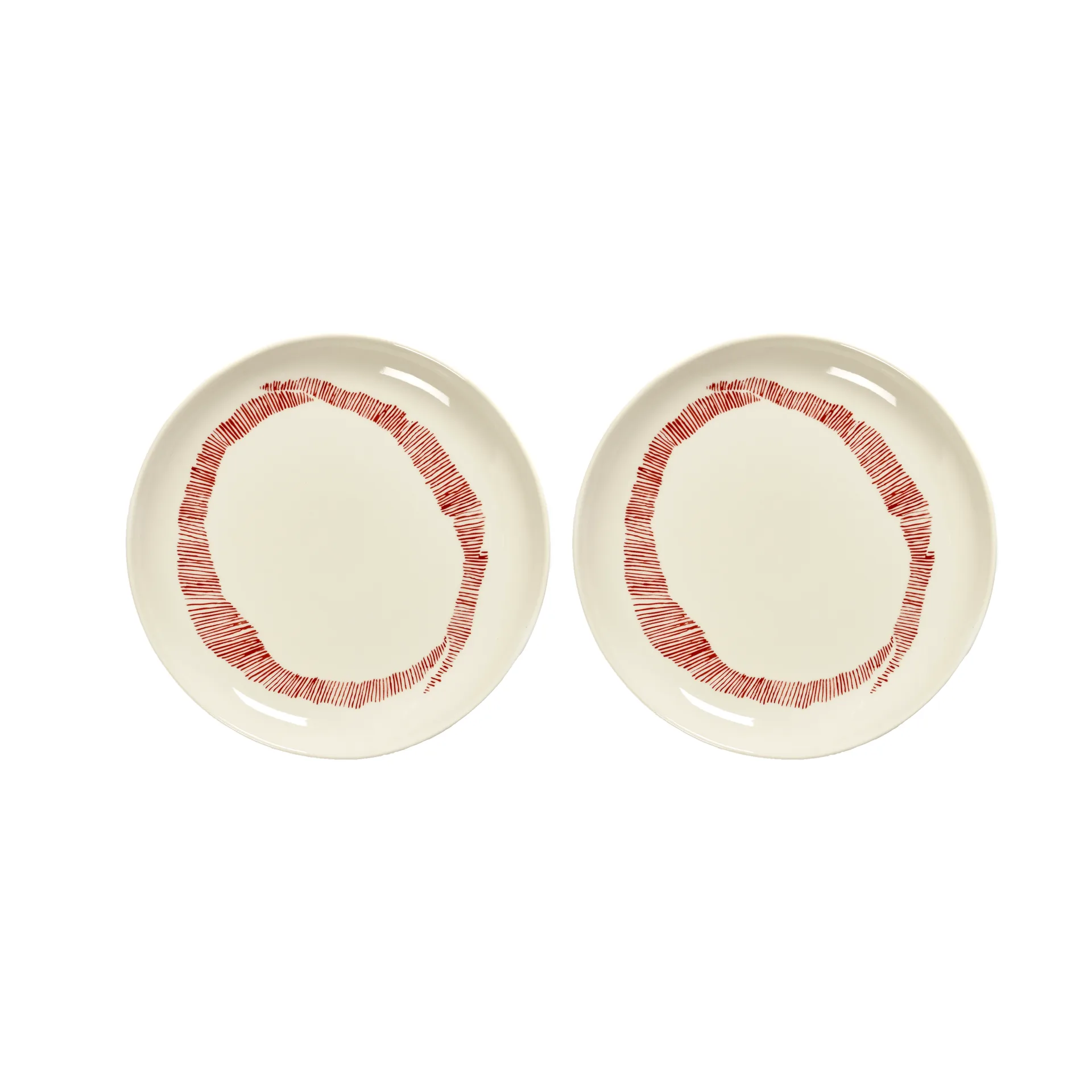 Ottolenghi Feast 盘子小号Ø19cm 2只装, 白色条纹_红色 Serax