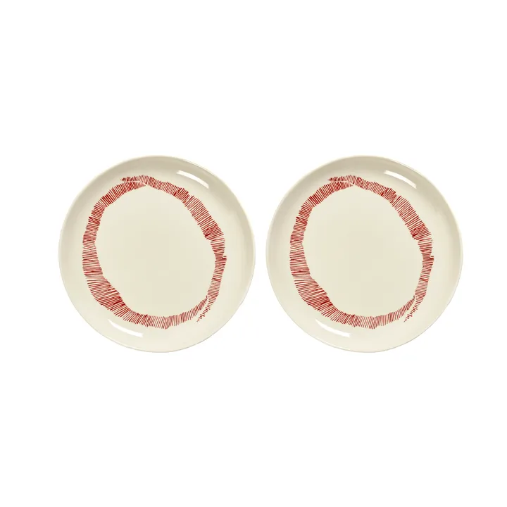 Ottolenghi Feast 盘子小号Ø19cm 2只装 - 白色条纹_红色 - Serax