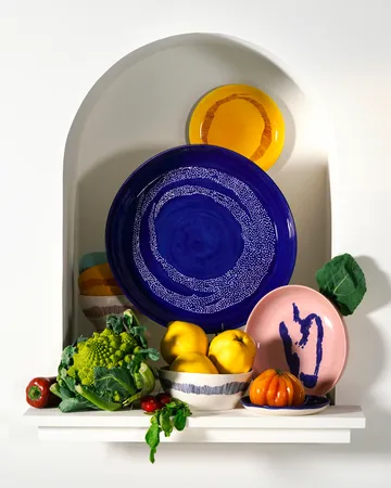 Ottolenghi Feast 中号盘 Ø22,5cm 2件装 - 深蓝色条纹_白色 - Serax