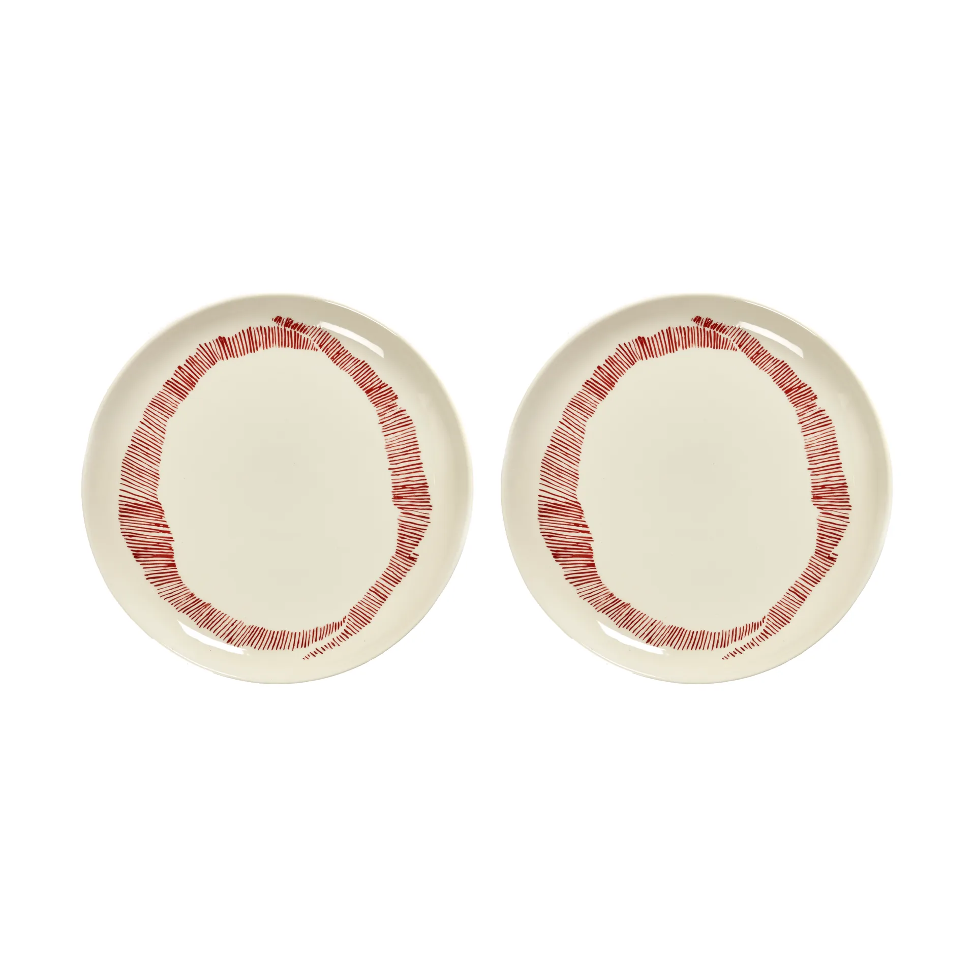 Ottolenghi Feast 中号盘 Ø22,5cm 2件装, 白色条纹_红色 Serax