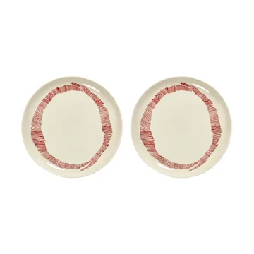 Ottolenghi Feast 中号盘 Ø22,5cm 2件装 - 白色条纹_红色 - Serax