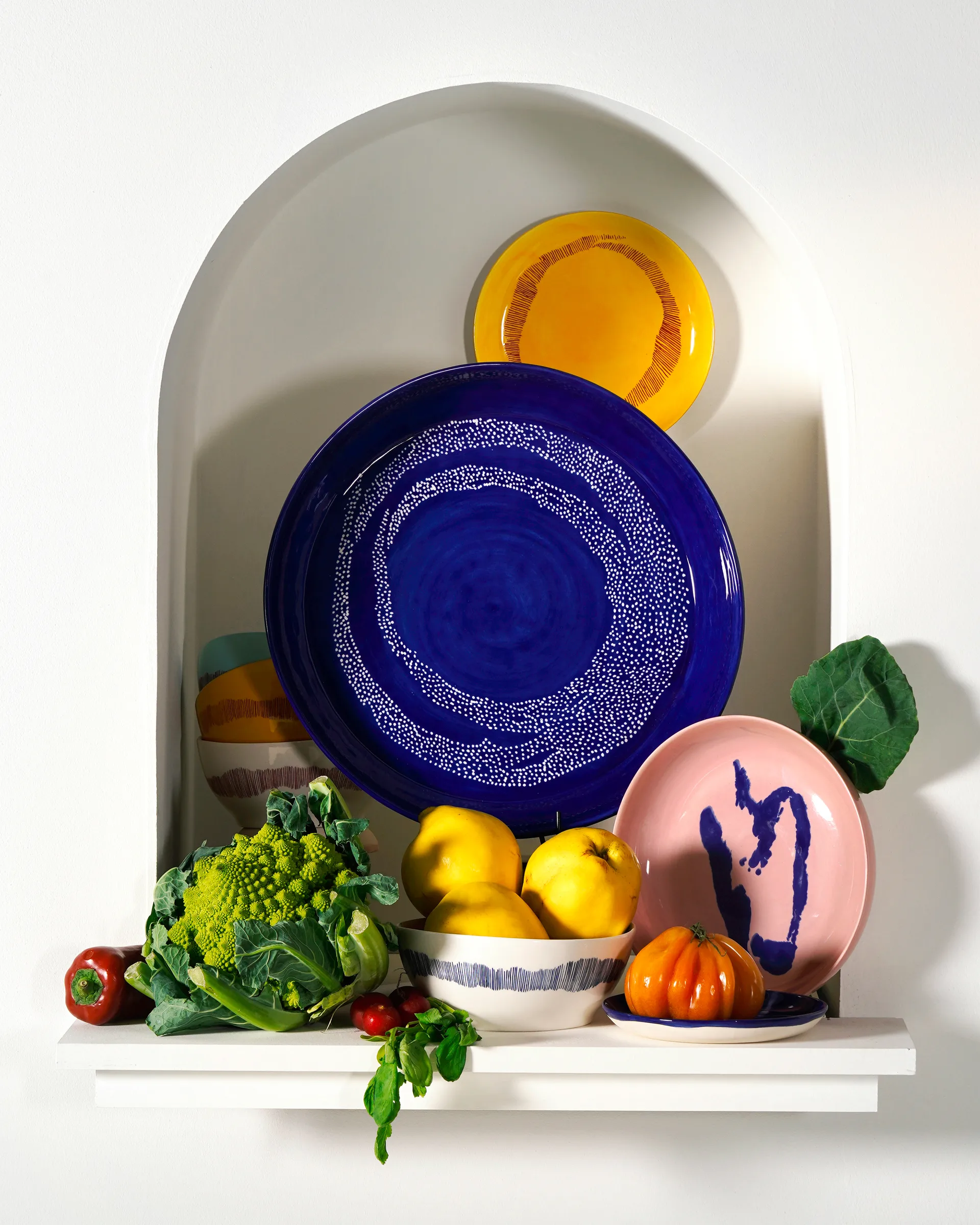 Ottolenghi Feast 中号盘 Ø22,5cm 2件装, 黄色条纹_白色 Serax