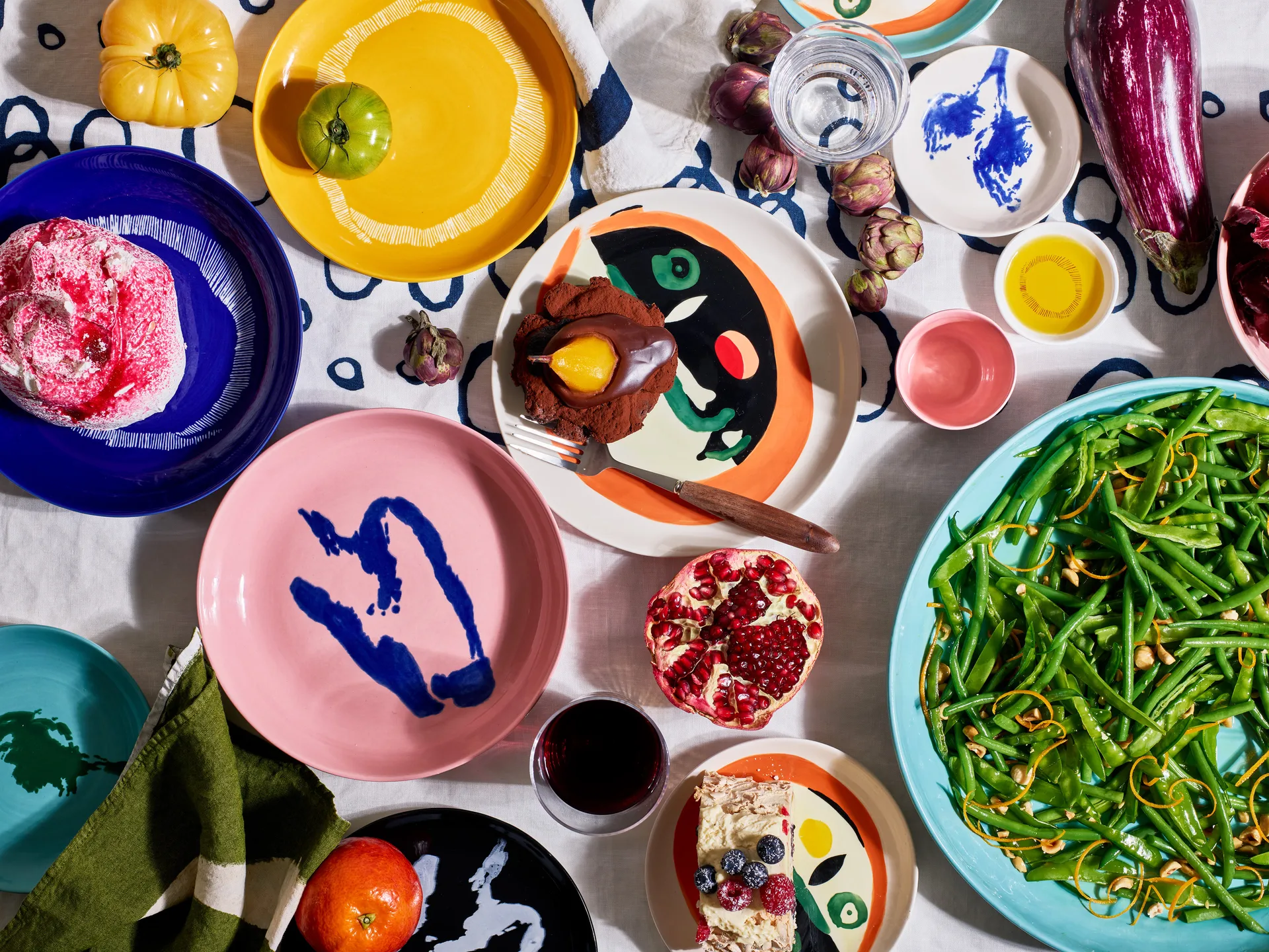 Ottolenghi Feast 深盘 Ø22cm 2件装, 深蓝色条纹_白色 Serax