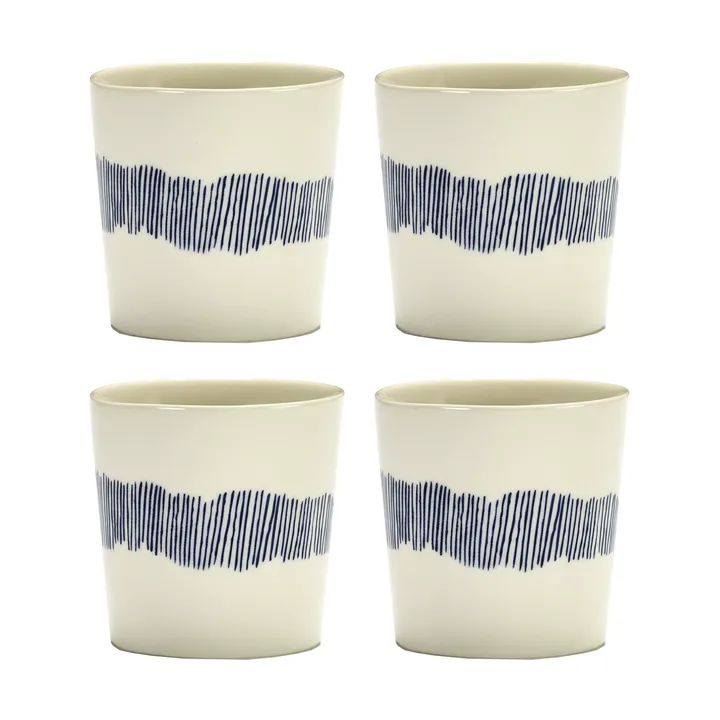 Ottolenghi Feast 咖啡杯 250ml 4件装 - 白色条纹_蓝色 - Serax