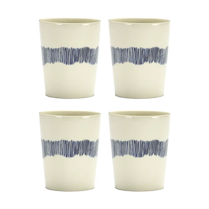 Ottolenghi Feast 茶杯 330ml 4件装 - 白色条纹_蓝色 - Serax