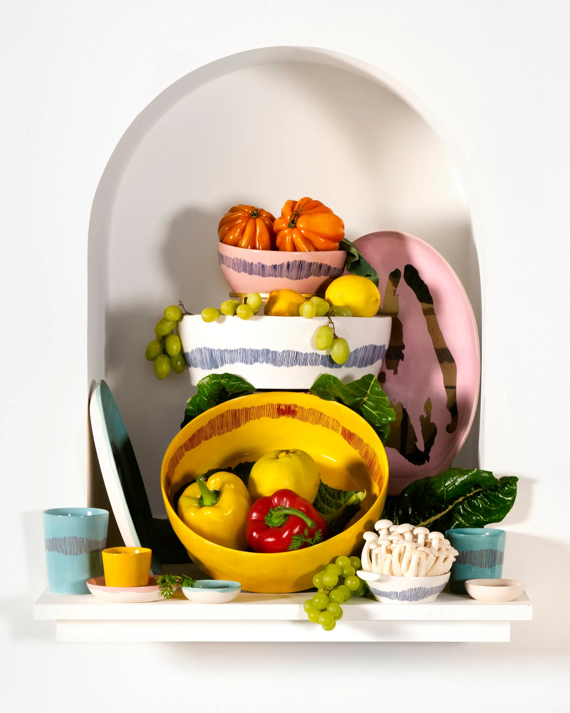 Ottolenghi Feast serving platter Ø35 cm, 黄色 stripes-红色 Serax