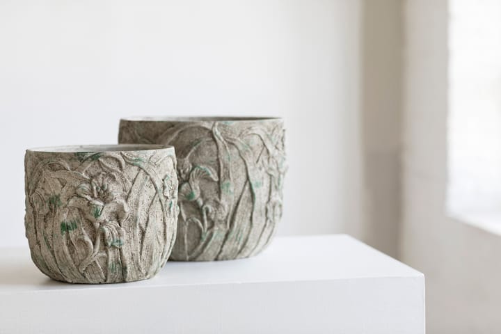 Rustic 花盆 flower pattern M 25.5 cm, Grey Serax