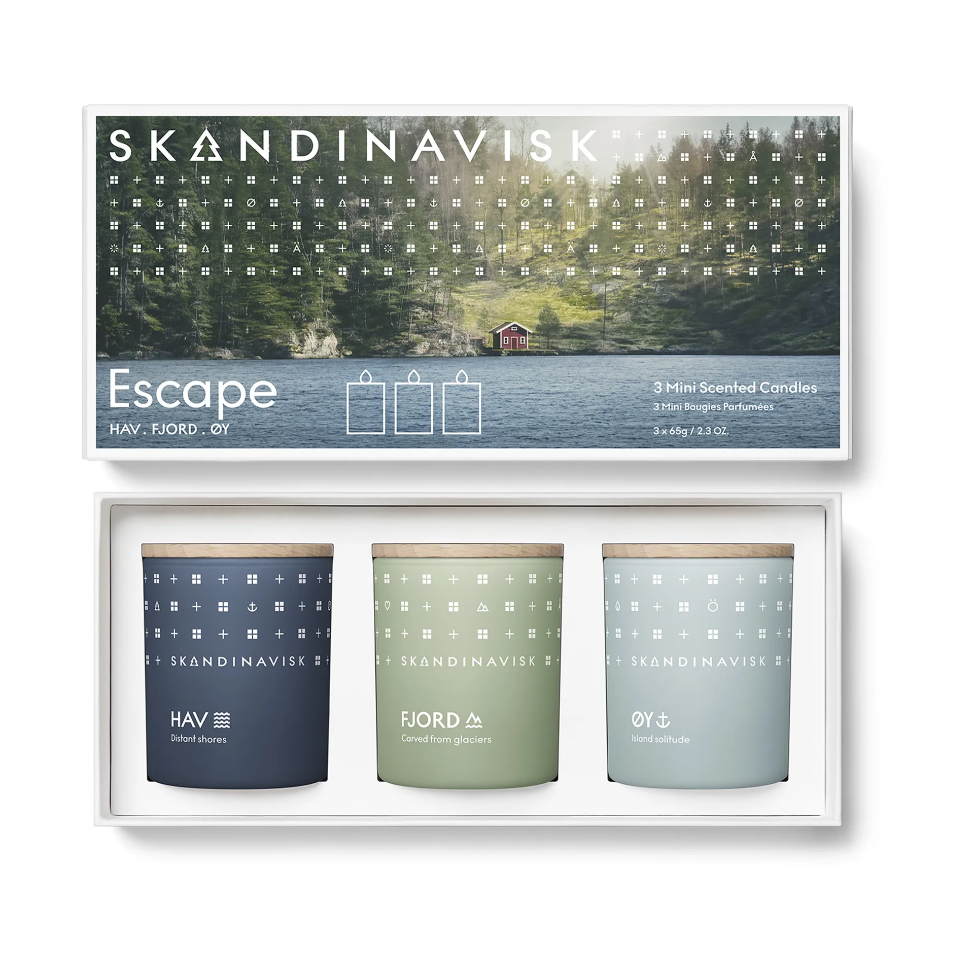 ESCAPE 迷你香薰蜡烛礼盒3件装, 65g Skandinavisk