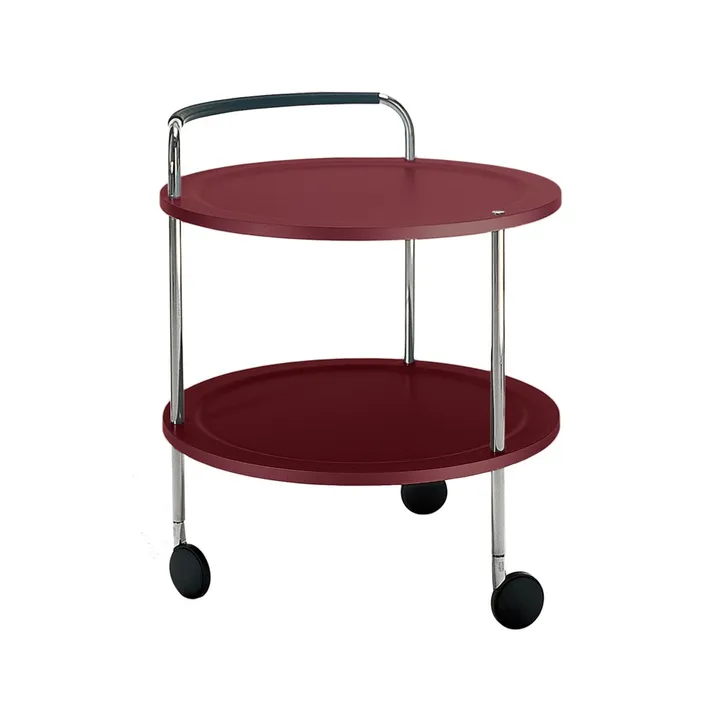 Trolley Round 圆形基础款餐车推车 - 酒红色_铬色框架 - SMD Design