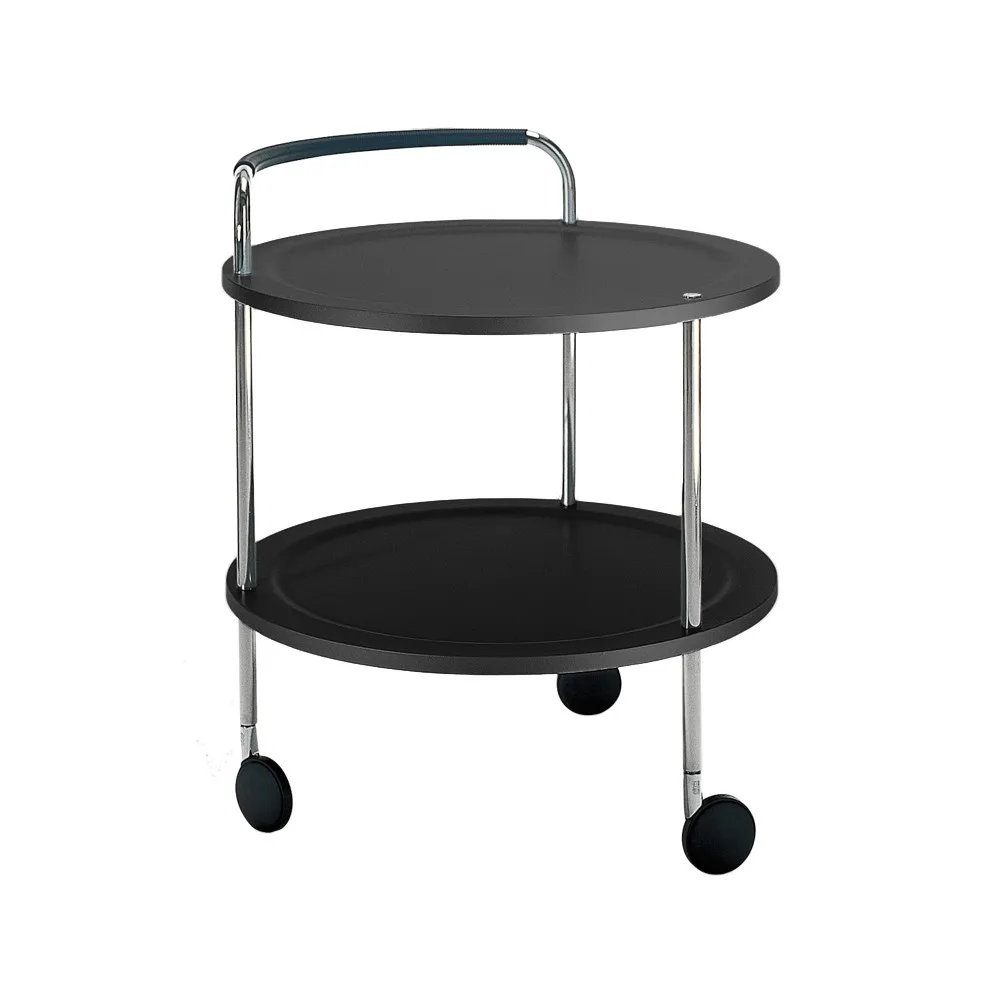 Trolley Round 圆形基础款餐车推车, 深灰色_铬色框架 SMD Design