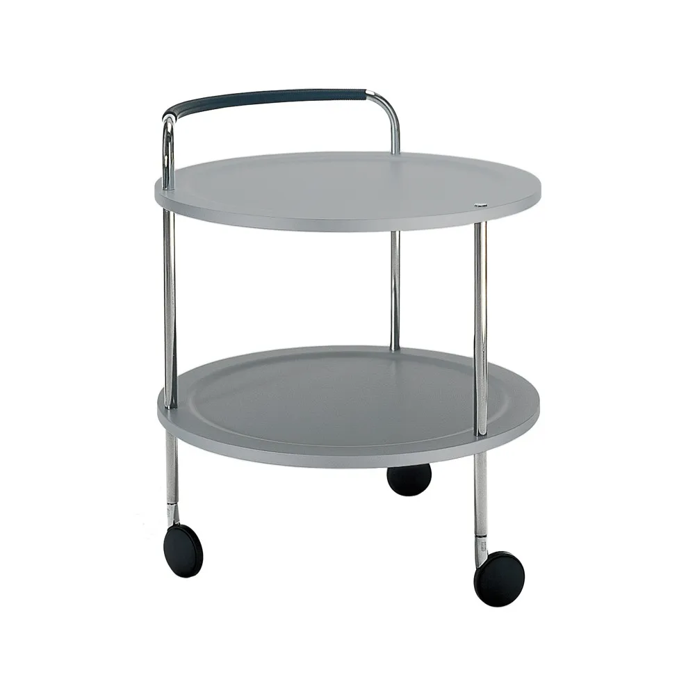 Trolley Round 圆形基础款餐车推车, 浅灰色_铬色框架 SMD Design