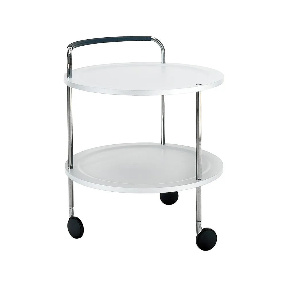 Trolley Round 圆形基础款餐车推车, 白色_铬色框架 SMD Design