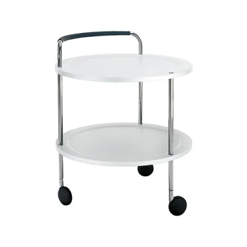 Trolley Round 圆形基础款餐车推车 - 白色_铬色框架 - SMD Design
