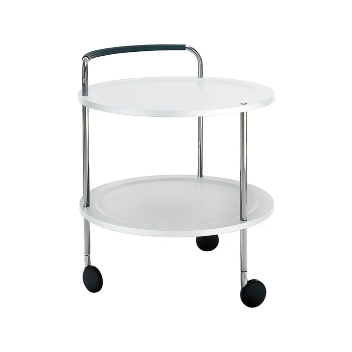 Trolley Round 圆形基础款餐车推车 - 白色_铬色框架 - SMD Design