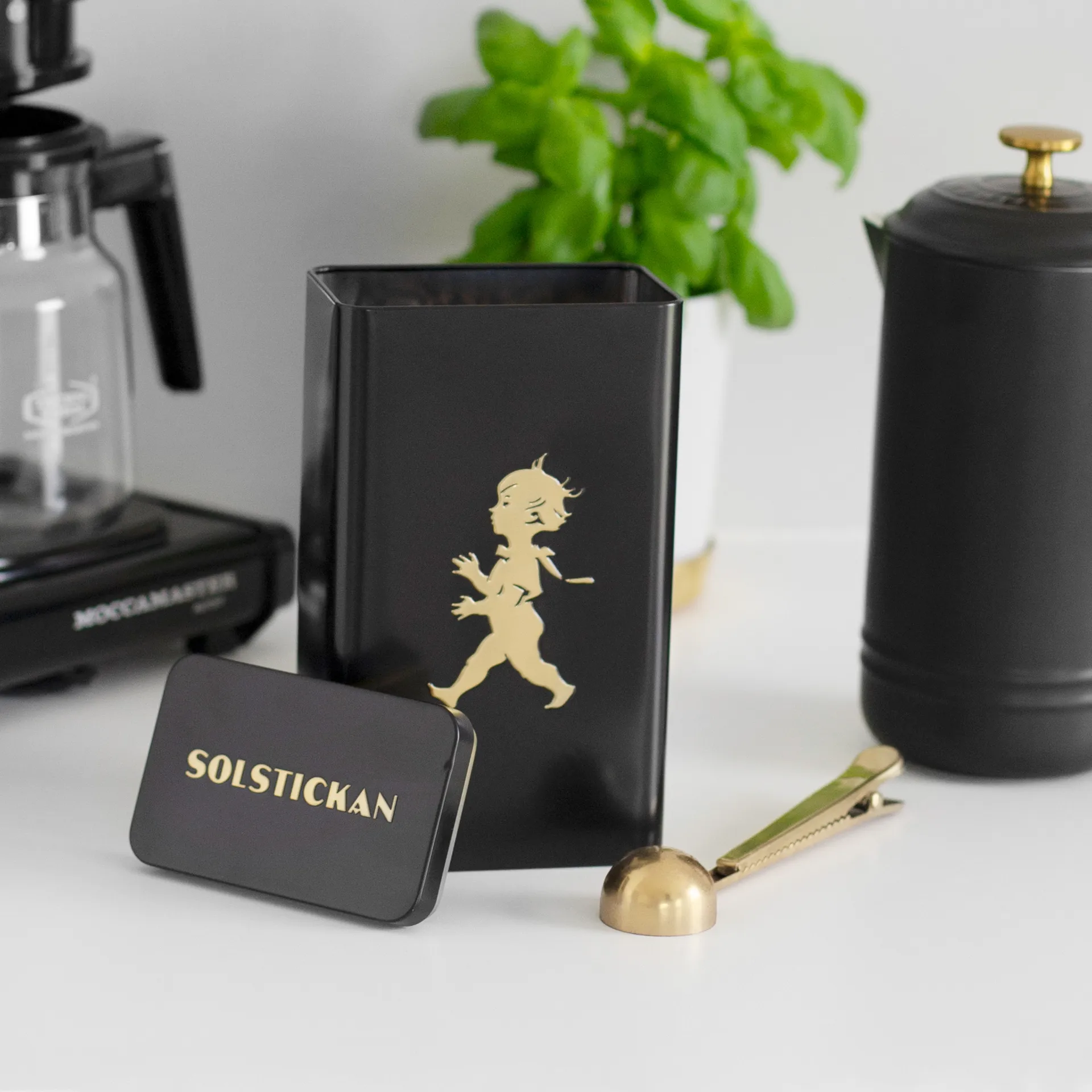 Solstickan coffee jar 20.5 cm, Matt 黑色-gold Solstickan Design