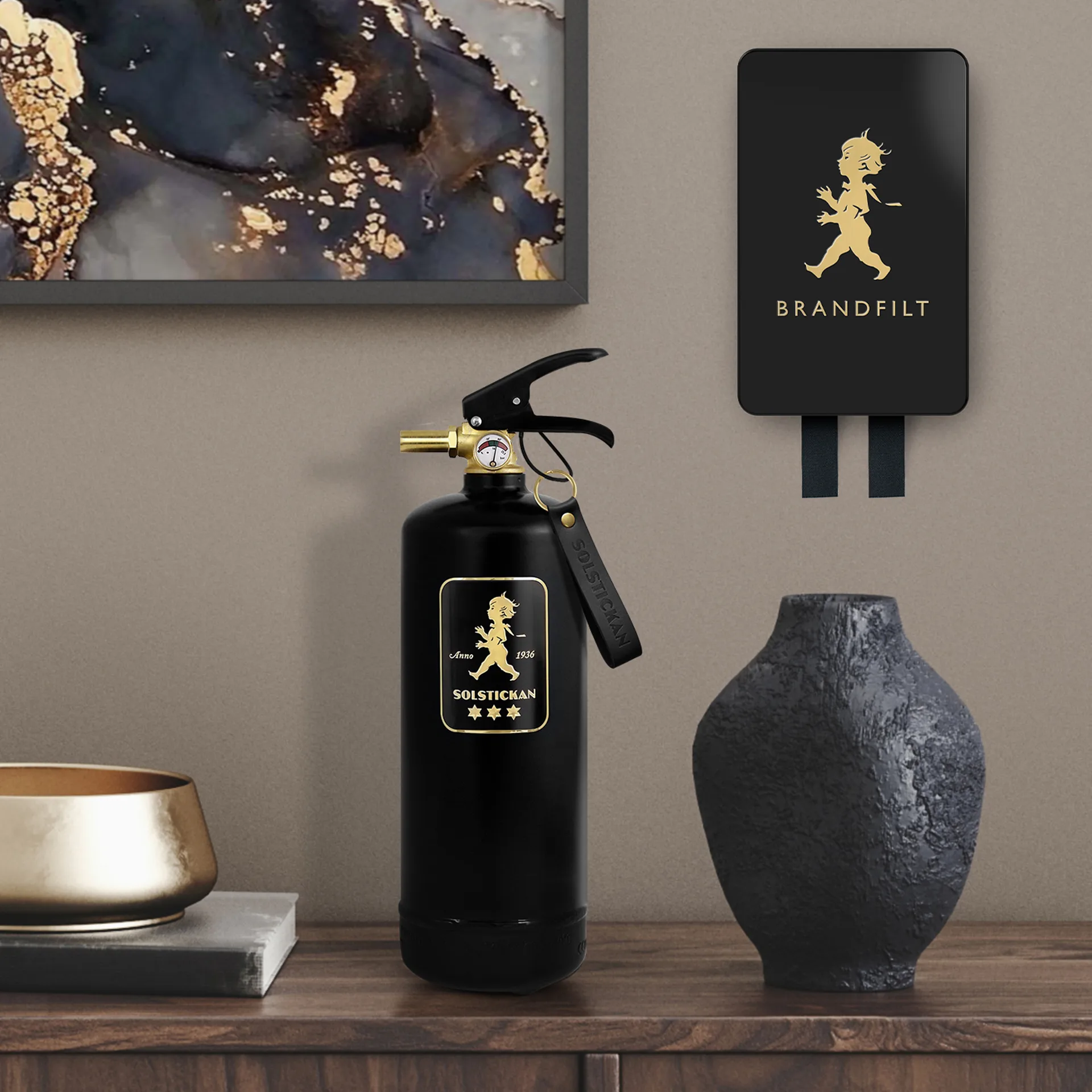 Solstickan fire 毯子 120x120 cm 2023, 黑 - 金 Solstickan Design