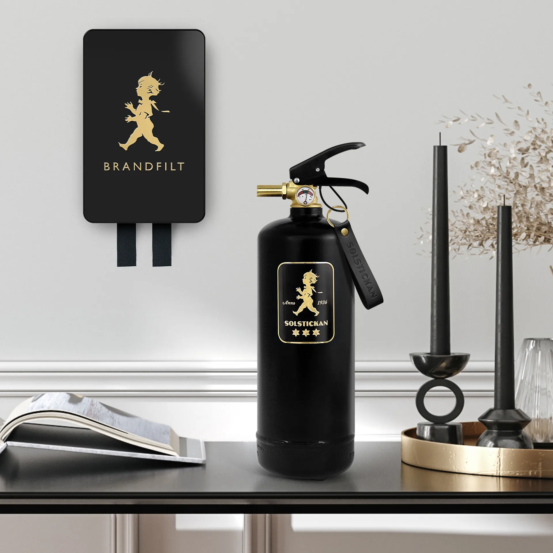 Solstickan fire 毯子 120x120 cm 2023, 黑 - 金 Solstickan Design