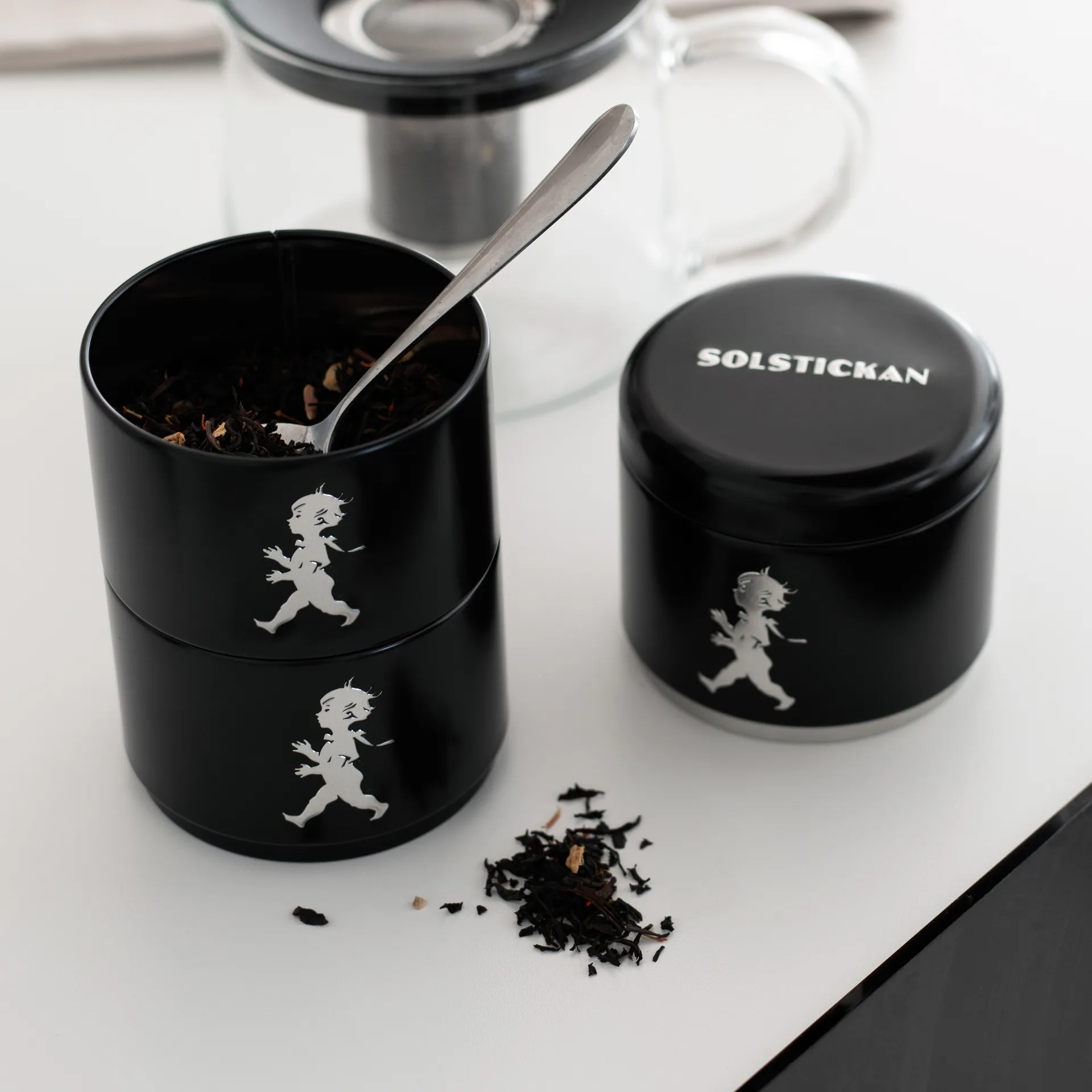 Solstickan storage jar three pieces 8.5 cm, 黑色 Solstickan Design