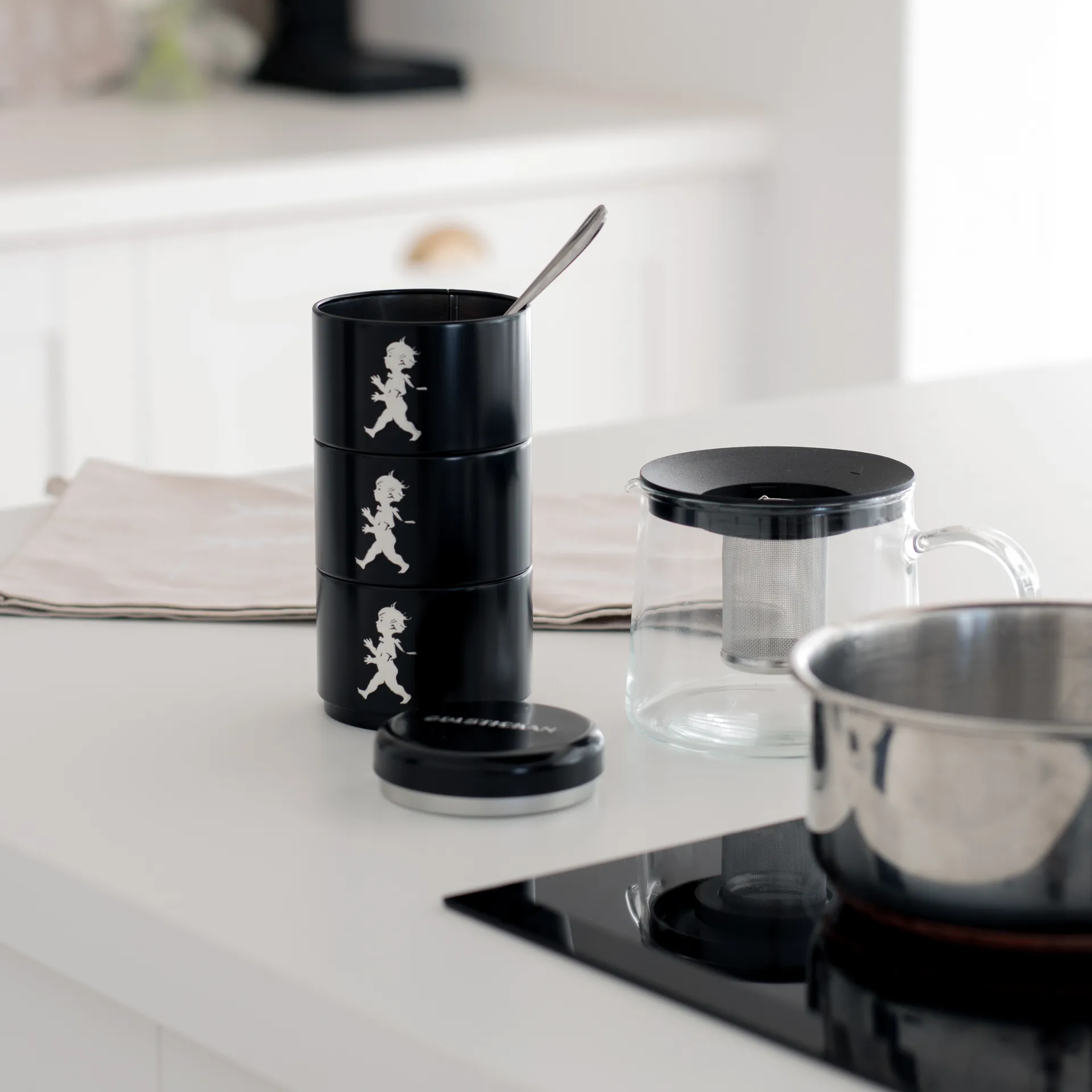 Solstickan storage jar three pieces 8.5 cm, 黑色 Solstickan Design