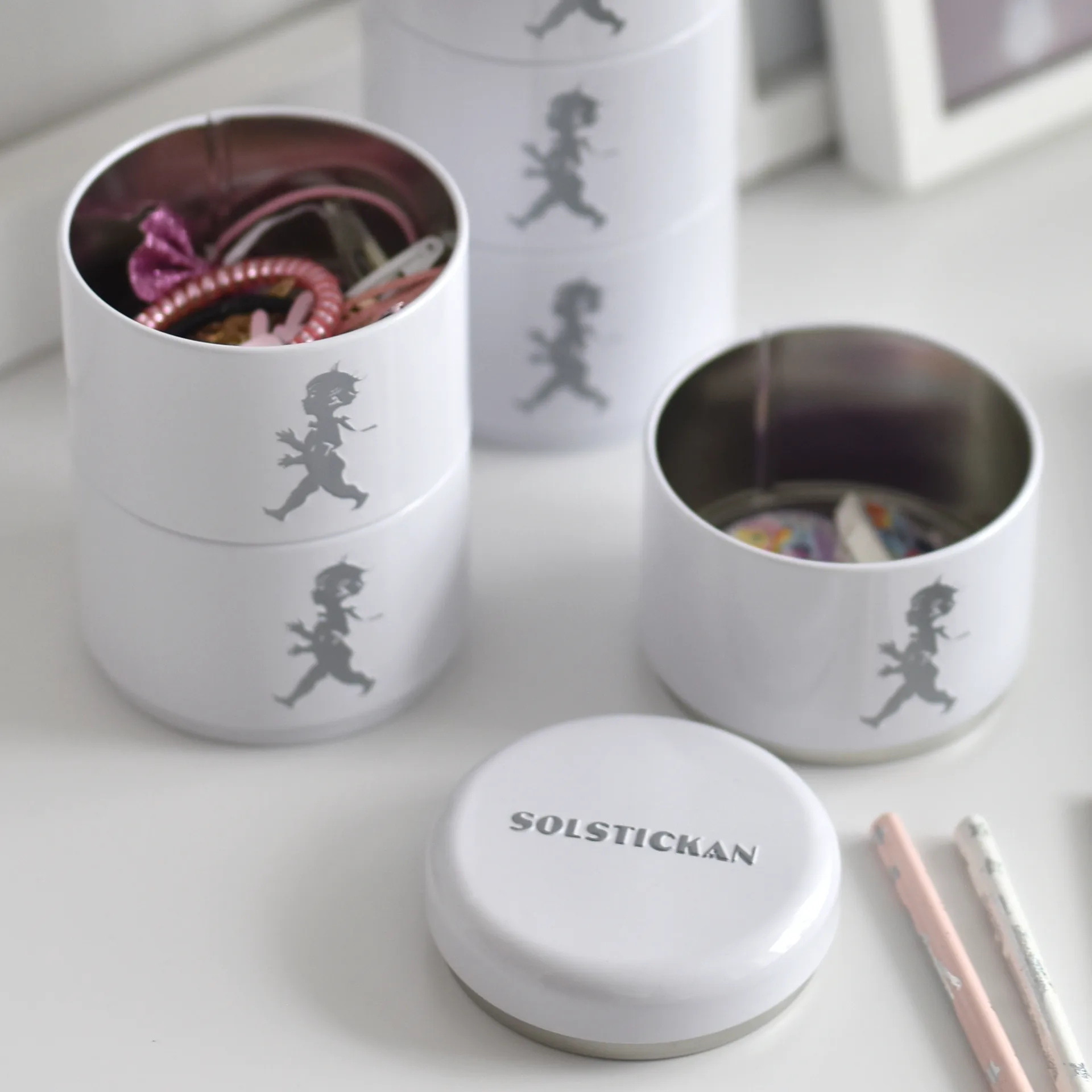 Solstickan storage jar three pieces 8.5 cm, 白色 Solstickan Design