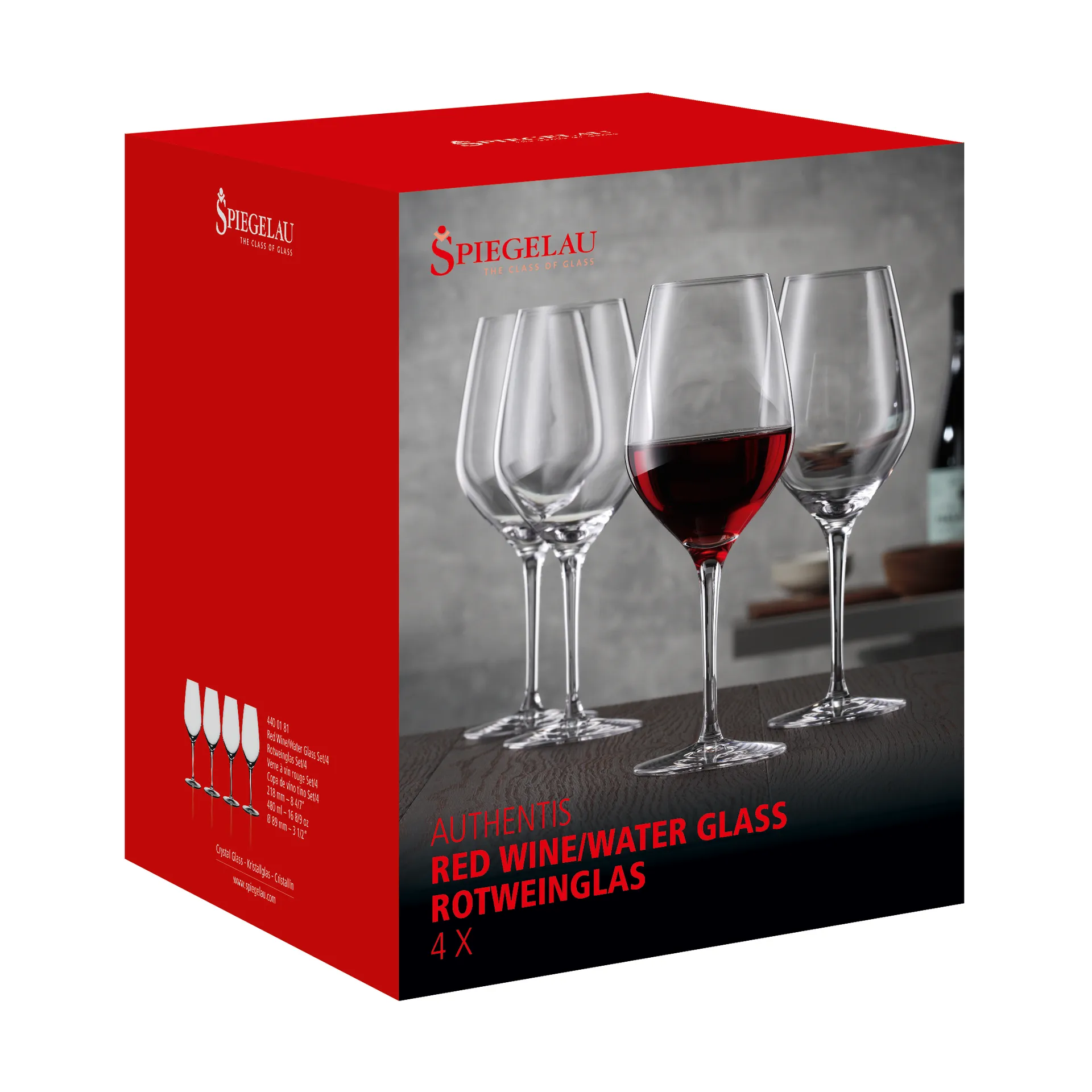 Authentis 红色葡萄酒杯480ml 4只装, 透明 Spiegelau
