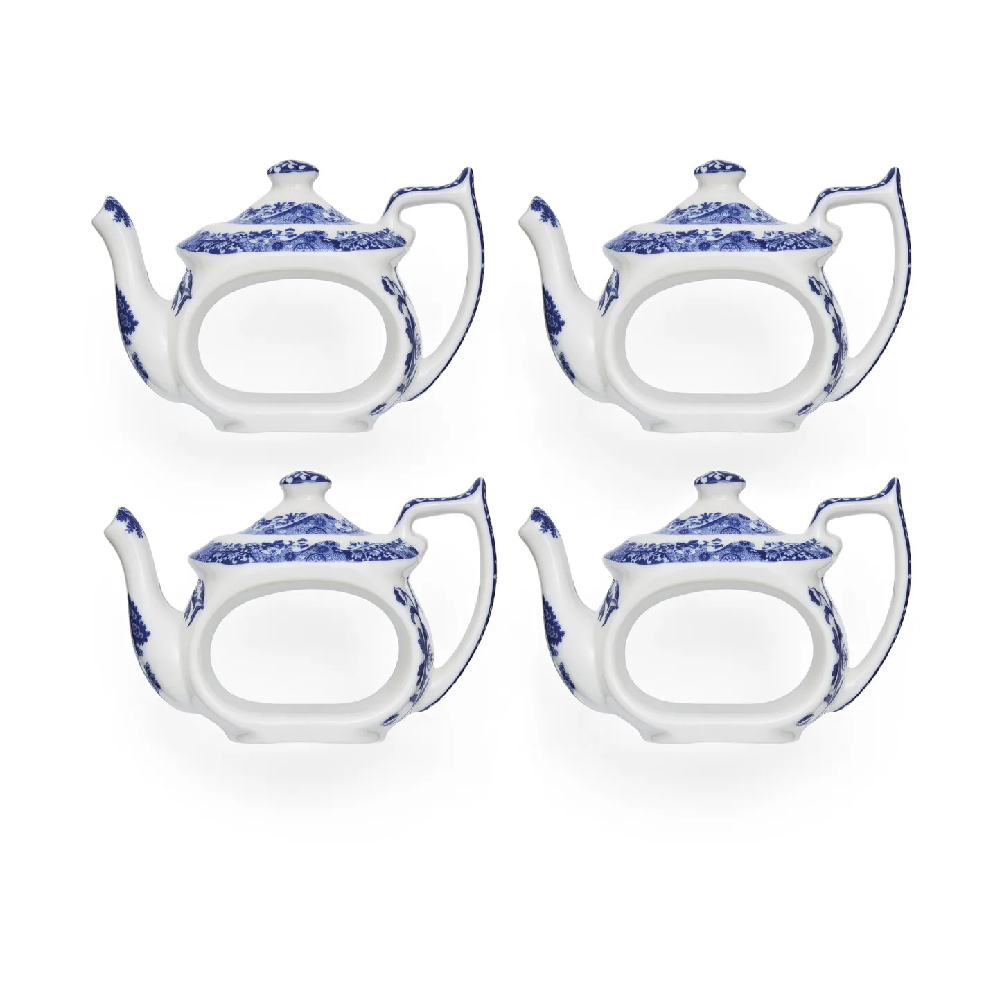 蓝色意大利 餐巾环 4件装, 蓝色_白色 Spode