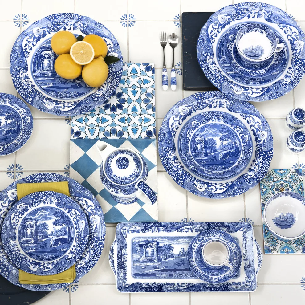 Blue Italian茶杯带碟, 200ml_7盎司 Spode