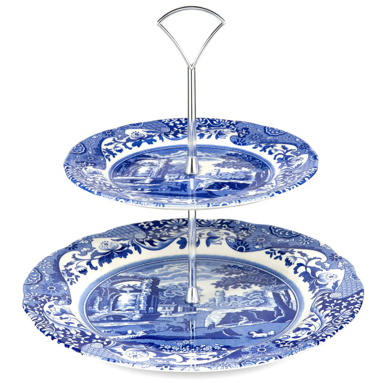 Blue Italian 双层蛋糕架, 双层 Spode