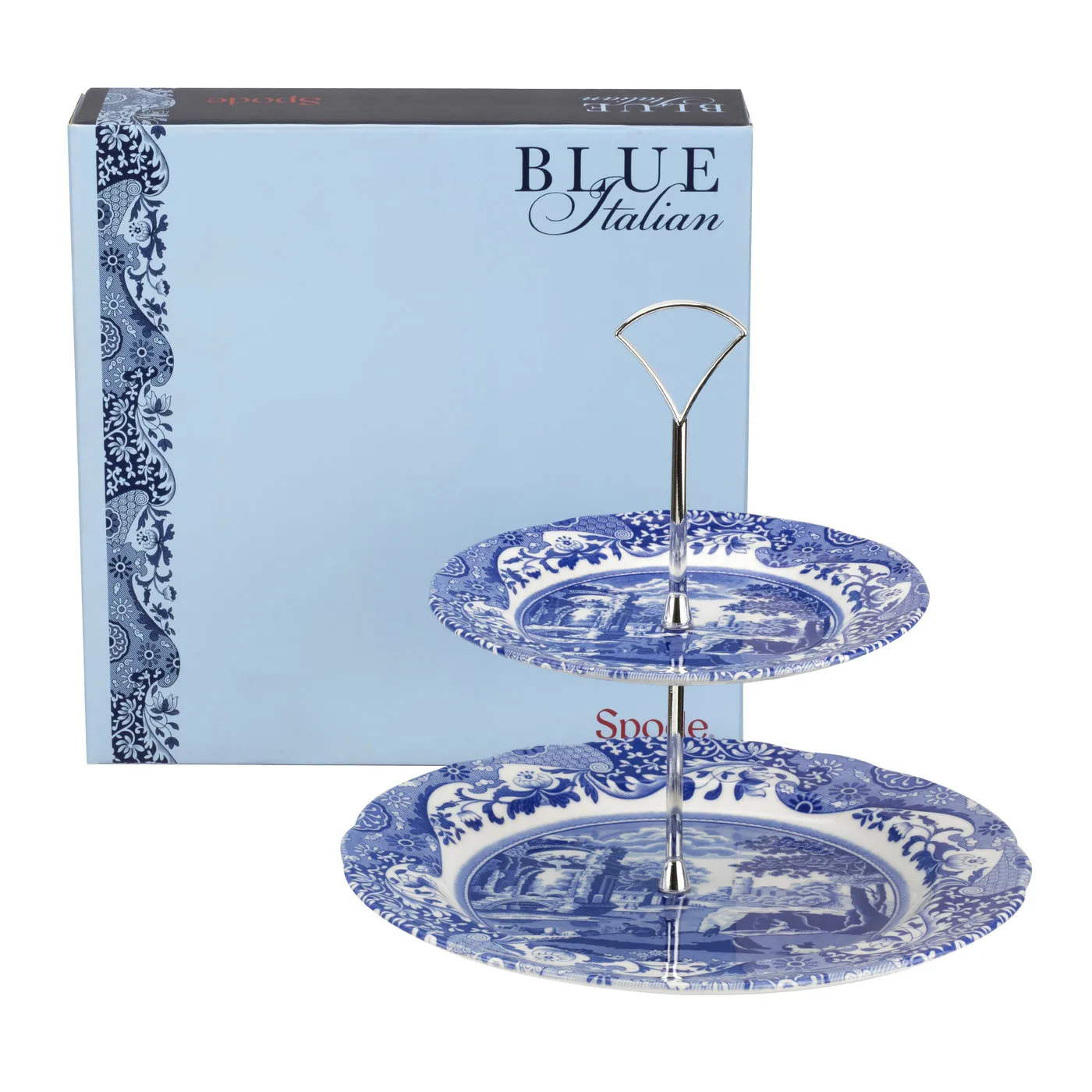 Blue Italian 双层蛋糕架, 双层 Spode