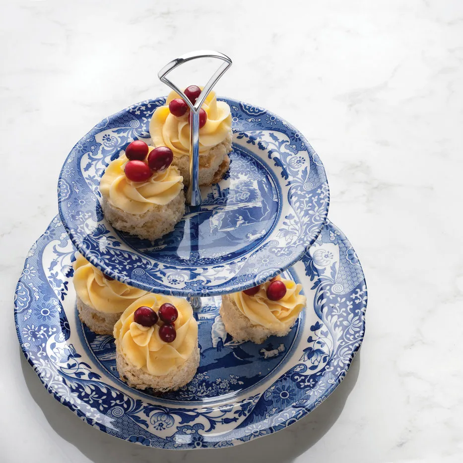 Blue Italian 双层蛋糕架, 双层 Spode